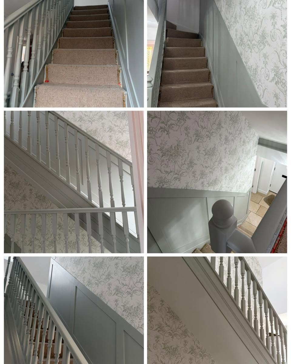 Sage painted stairwell